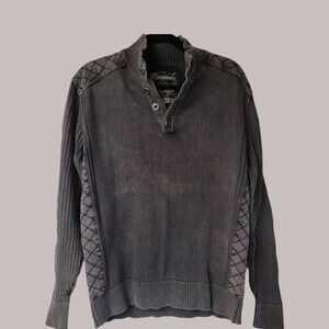 BKE  Pullover Sweater Slim Fit Medium Gray‎ Quarter Button